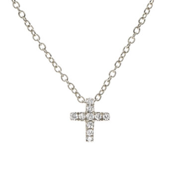 CADENA CON CRUZ DE ORO BLANCO Y DIAMANTES